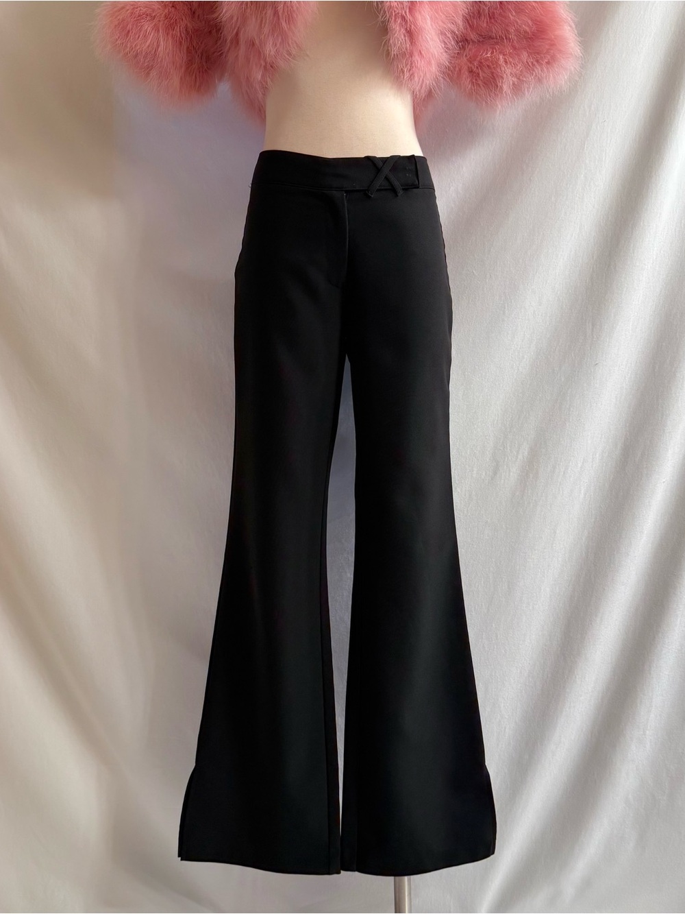 Y2K Mid Rise Black Flare Pants